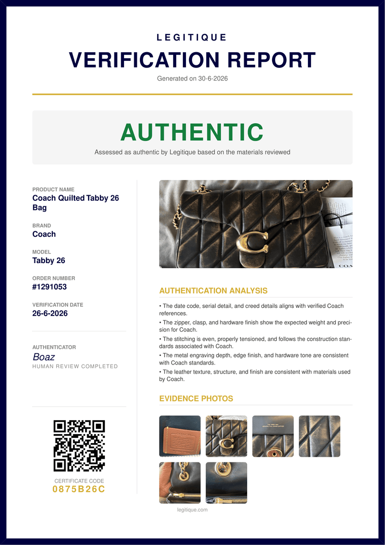 Legitique certificate of authenticity